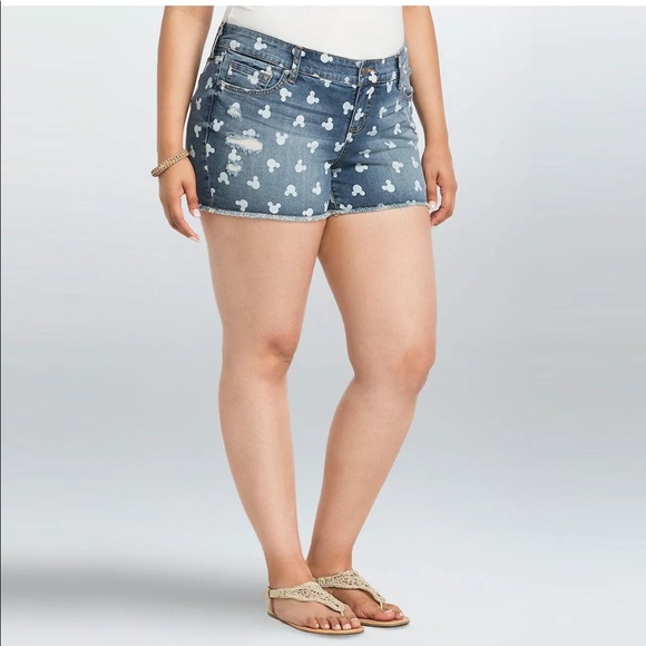 torrid Pants - Torrid Mickey Mouse denim distressed shorts Sz 18